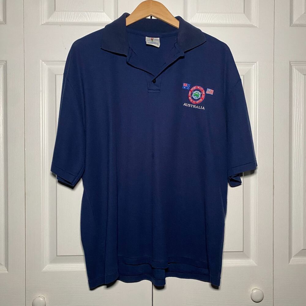 Rare Vintage Fashion Clubwear Pine Gap Defense Australia Polo Shirt Size 22 2XL